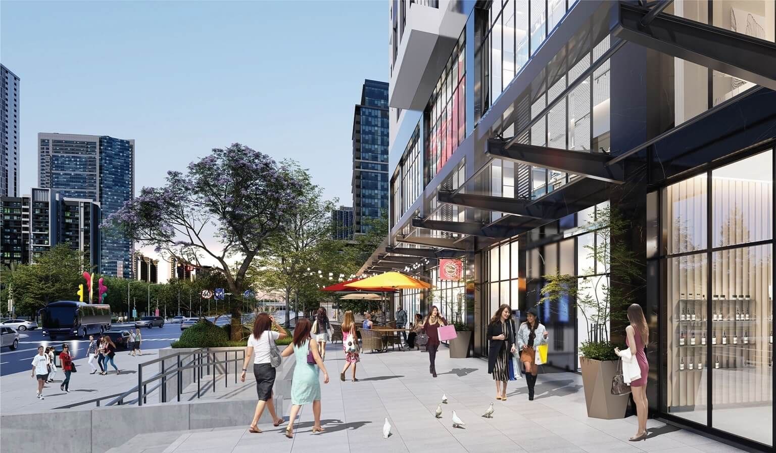 Mua sắm tiện lợi tại trung tâm thương mại hiện đại ngay dưới chân căn hộ.